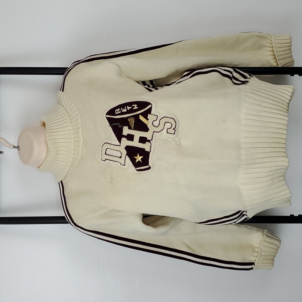 Vintage 60s Hopkins Sporting Goods Ink. Patch 4 pin sweater DHS Beth Y2K Women